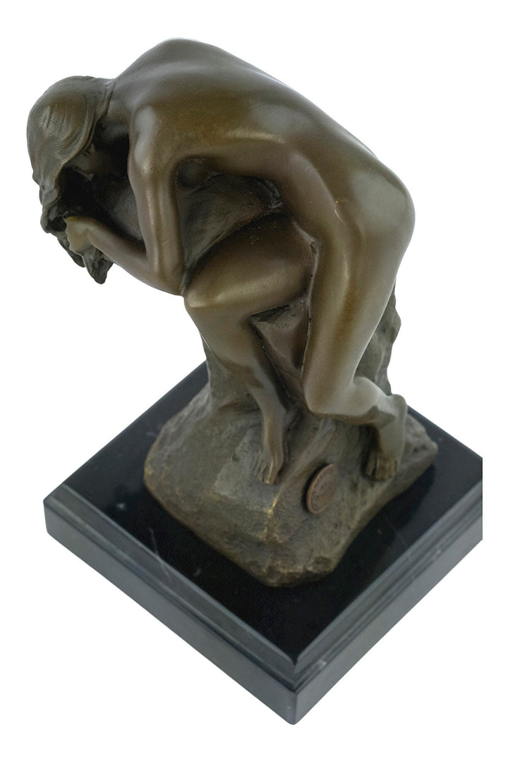 Bronze Female Nude Sculpture Resting on Rock Bronze Art Statue by Milo Bronze Statue of Female Classic Bronze Sculpture French Art Figurine