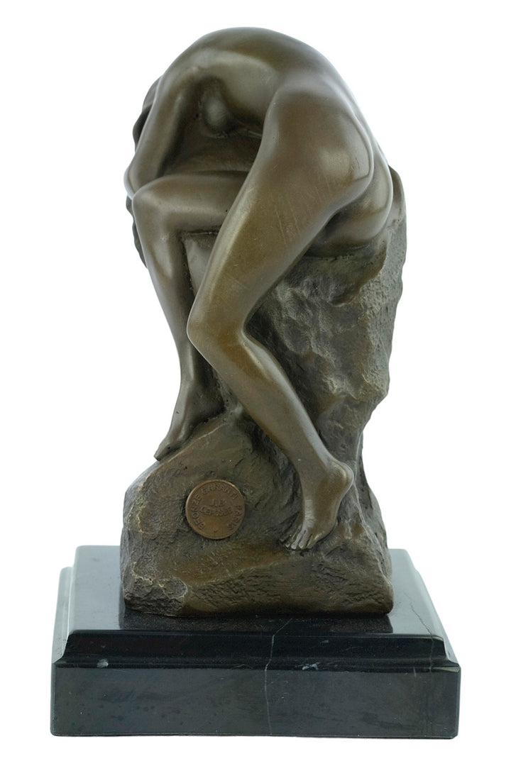 Bronze Female Nude Sculpture Resting on Rock Bronze Art Statue by Milo Bronze Statue of Female Classic Bronze Sculpture French Art Figurine
