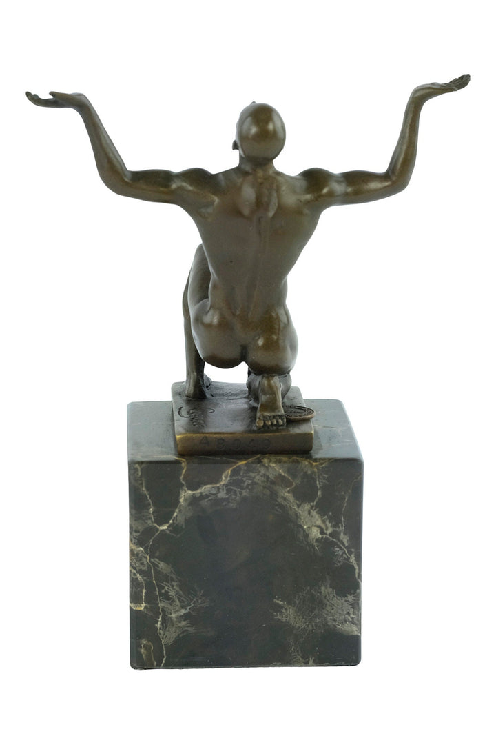 Bronze Kneeling Adonis Sculpture Male Figurine Art Statue Bronze Male Nude Sculpture Cesaro Crouching Male Sculpture Bronze Adonis Figurine