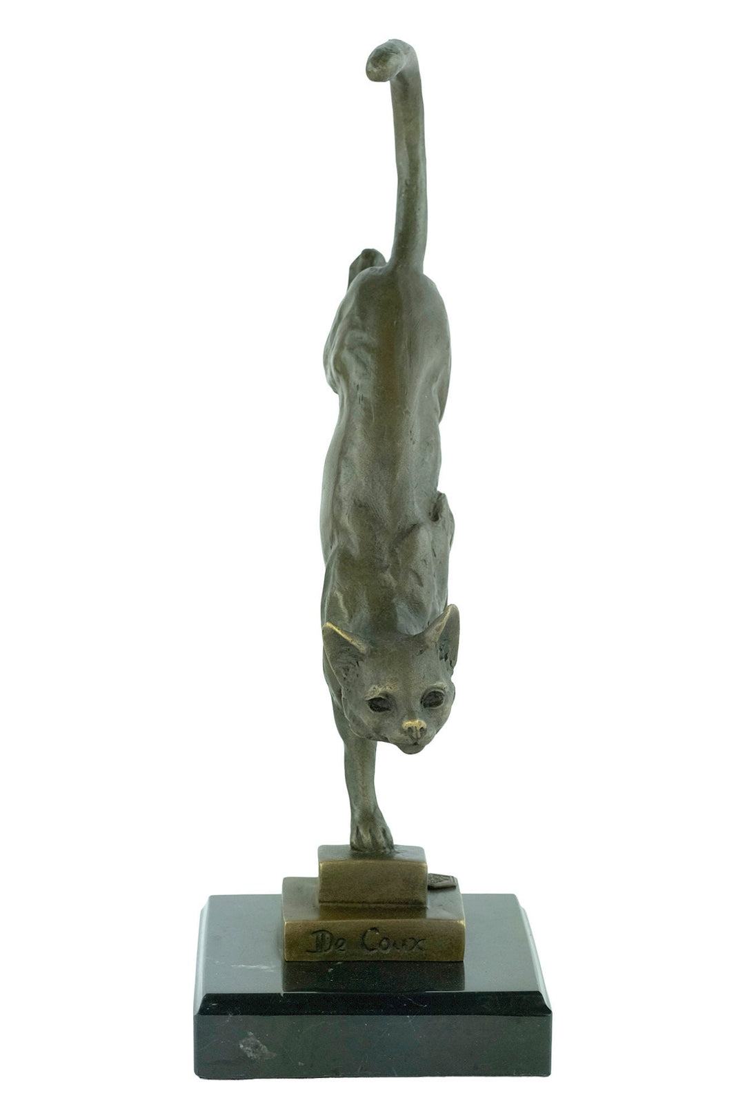 Bronze Cat Sculpture Cat Descending Stairs Statue Animal Art Figurine Art Deco Style Sculpture Cat Lovers Gift Cat Decoration Decoux