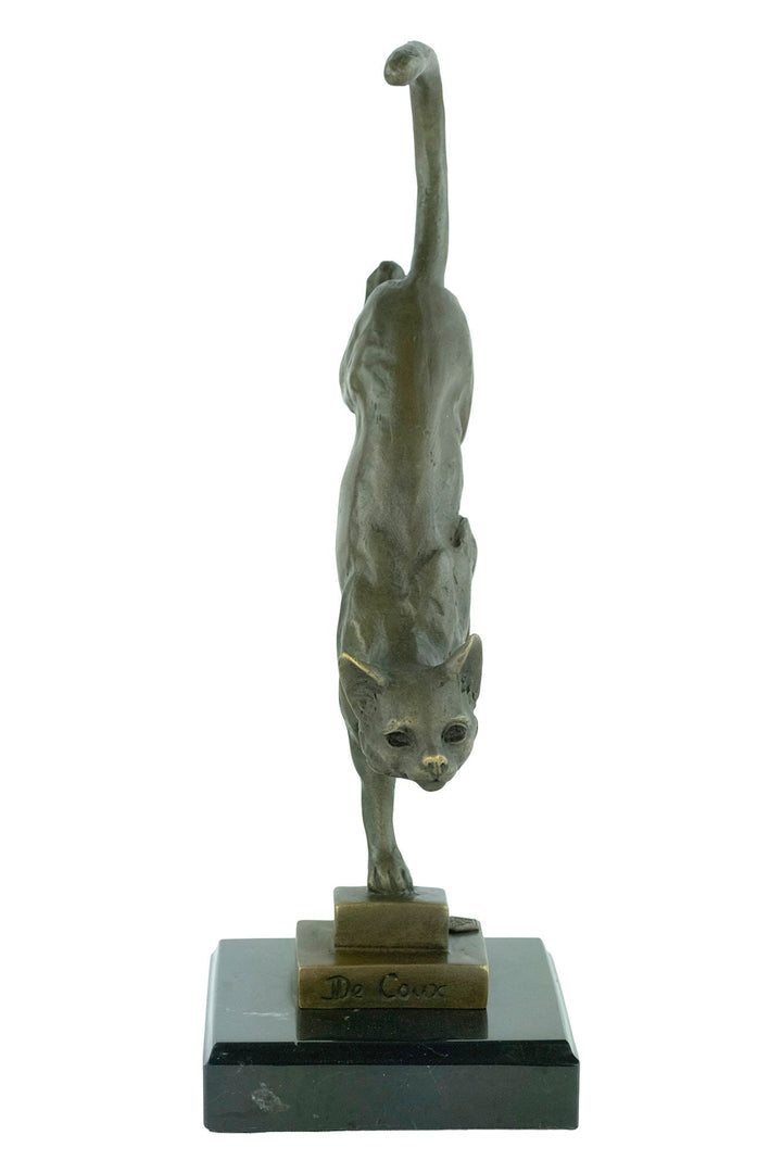 Bronze Cat Sculpture Cat Descending Stairs Statue Animal Art Figurine Art Deco Style Sculpture Cat Lovers Gift Cat Decoration Decoux