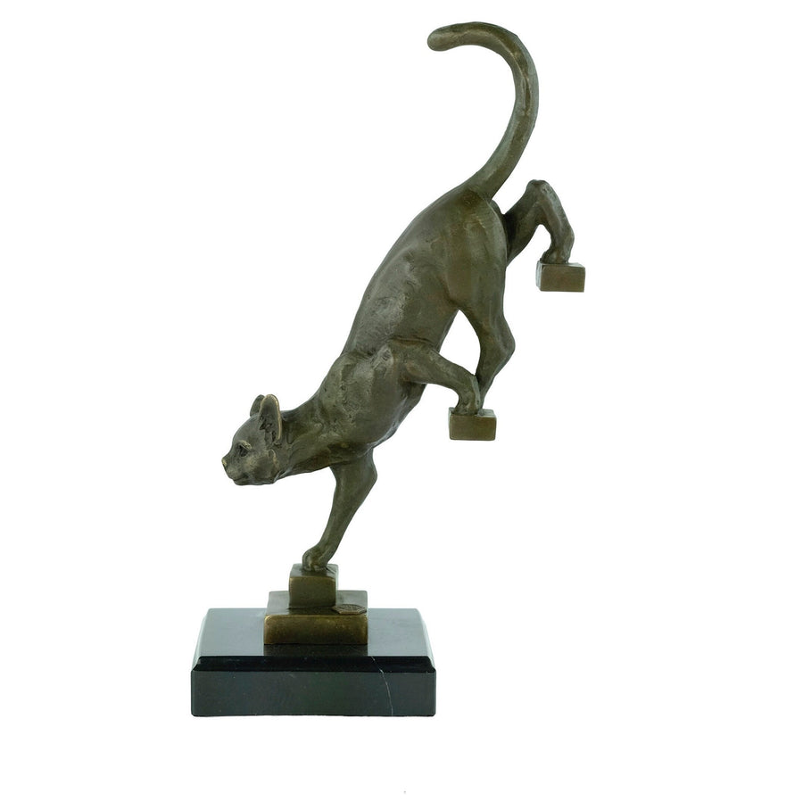 Bronze Cat Sculpture Cat Descending Stairs Statue Animal Art Figurine Art Deco Style Sculpture Cat Lovers Gift Cat Decoration Decoux
