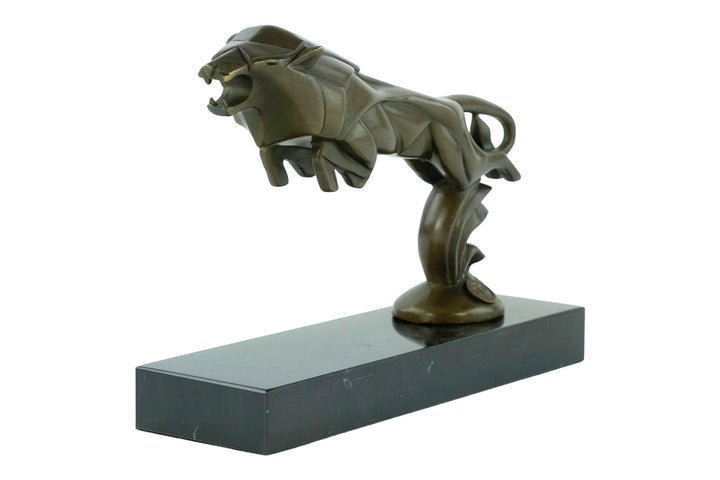 Bronze Leaping Lion Sculpture Art Deco Car Mascot Casimir Brau Bronze Sculpture Art Deco Statue Bronze Lion Figurine Lion Decoration Art
