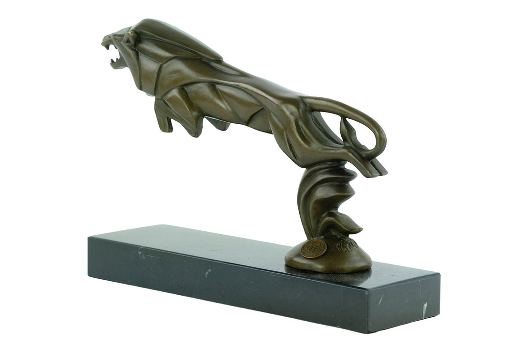 Bronze Leaping Lion Sculpture Art Deco Car Mascot Casimir Brau Bronze Sculpture Art Deco Statue Bronze Lion Figurine Lion Decoration Art