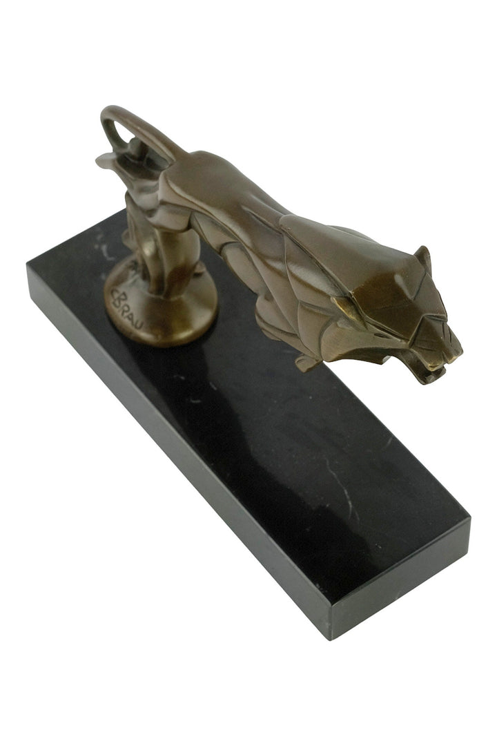 Bronze Leaping Lion Sculpture Art Deco Car Mascot Casimir Brau Bronze Sculpture Art Deco Statue Bronze Lion Figurine Lion Decoration Art