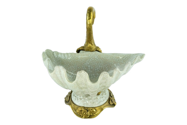 Bronze Mounted Porcelain Swan Bowl Art Nouveau Animal Art Figurine Centerpiece Porcelain Tray Swan Decoration Swan Lovers Gift Swan Art