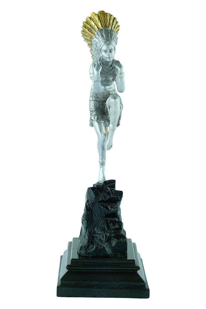 Painted Bronze Sculpture of a Dancing Native American Female Marcel Bouraine Art Deco Bronze Sculpture Indian Female Dancer Bronze Art
