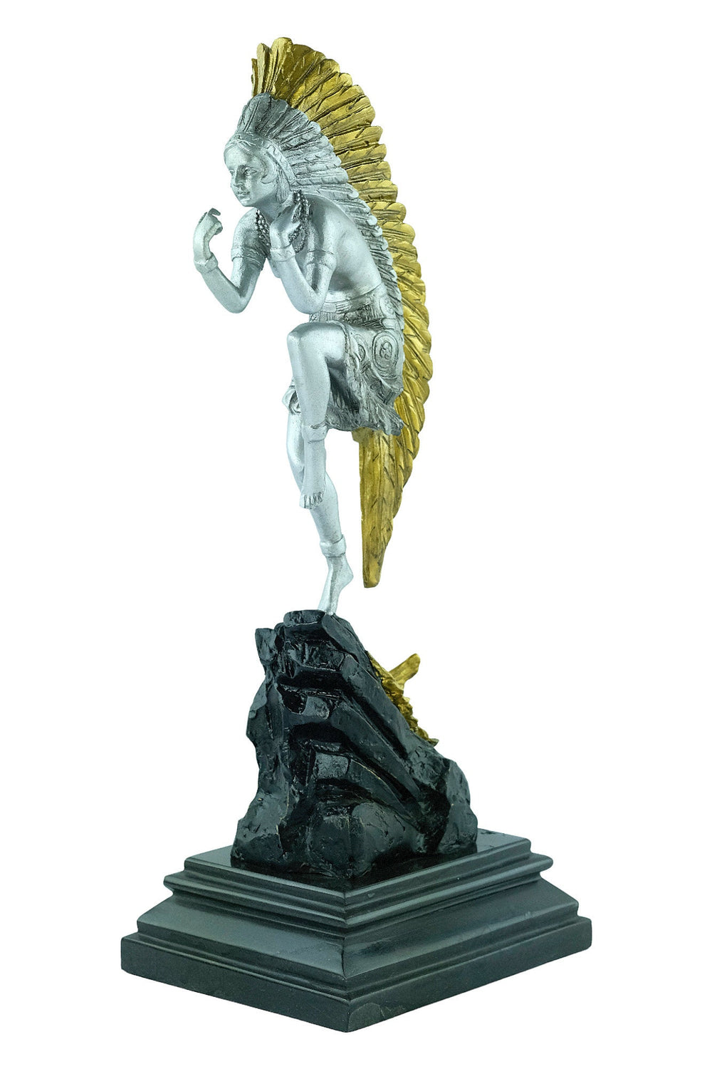 Painted Bronze Sculpture of a Dancing Native American Female Marcel Bouraine Art Deco Bronze Sculpture Indian Female Dancer Bronze Art