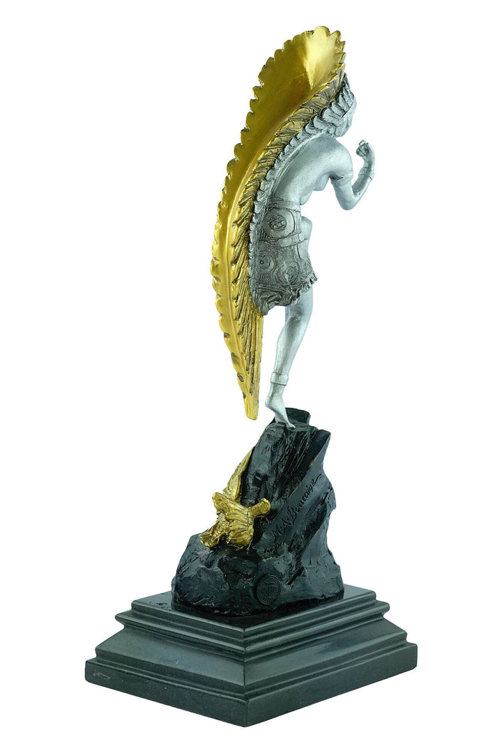 Painted Bronze Sculpture of a Dancing Native American Female Marcel Bouraine Art Deco Bronze Sculpture Indian Female Dancer Bronze Art