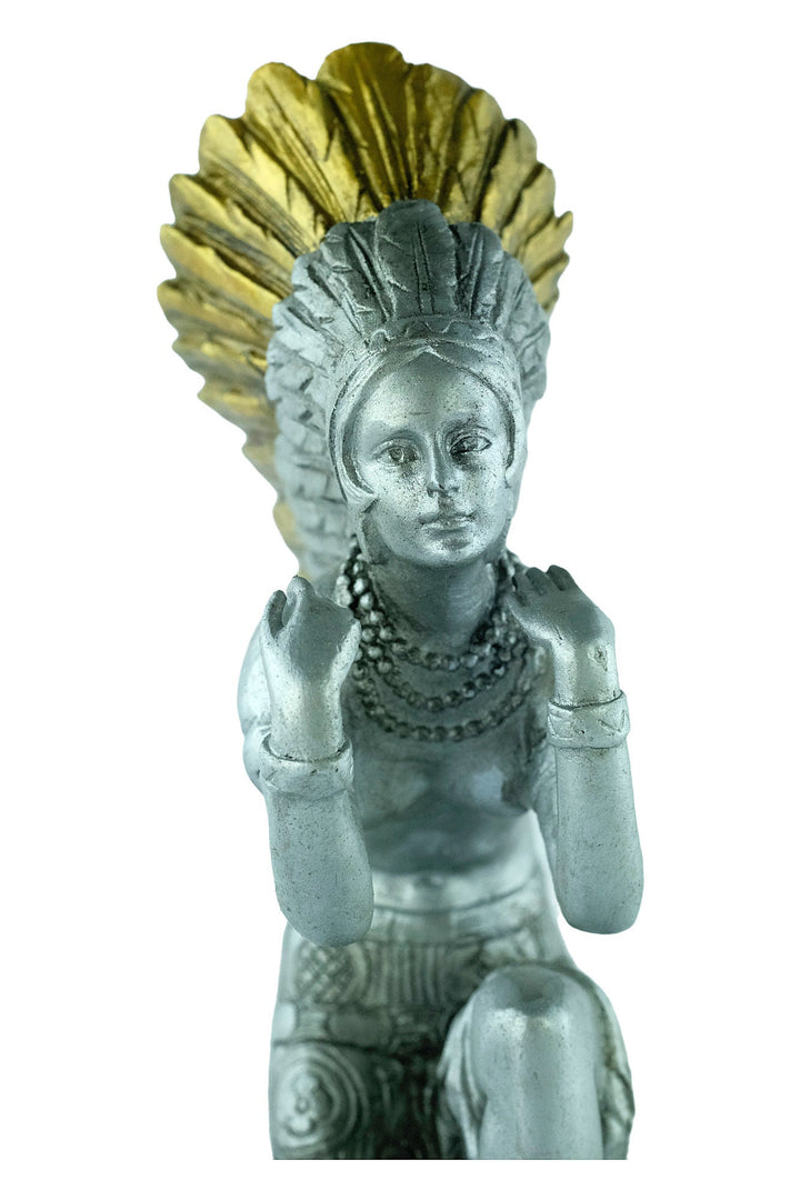 Painted Bronze Sculpture of a Dancing Native American Female Marcel Bouraine Art Deco Bronze Sculpture Indian Female Dancer Bronze Art