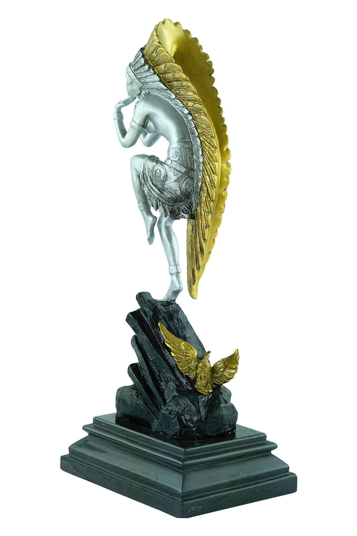 Painted Bronze Sculpture of a Dancing Native American Female Marcel Bouraine Art Deco Bronze Sculpture Indian Female Dancer Bronze Art
