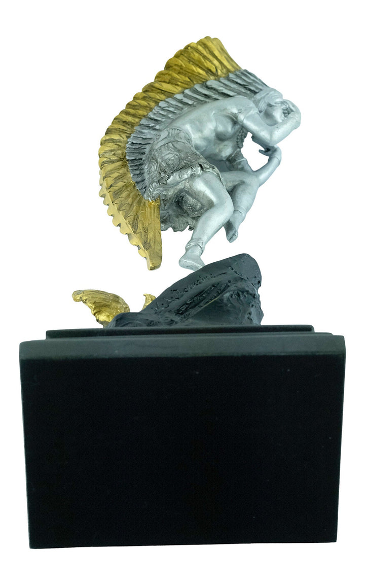 Painted Bronze Sculpture of a Dancing Native American Female Marcel Bouraine Art Deco Bronze Sculpture Indian Female Dancer Bronze Art