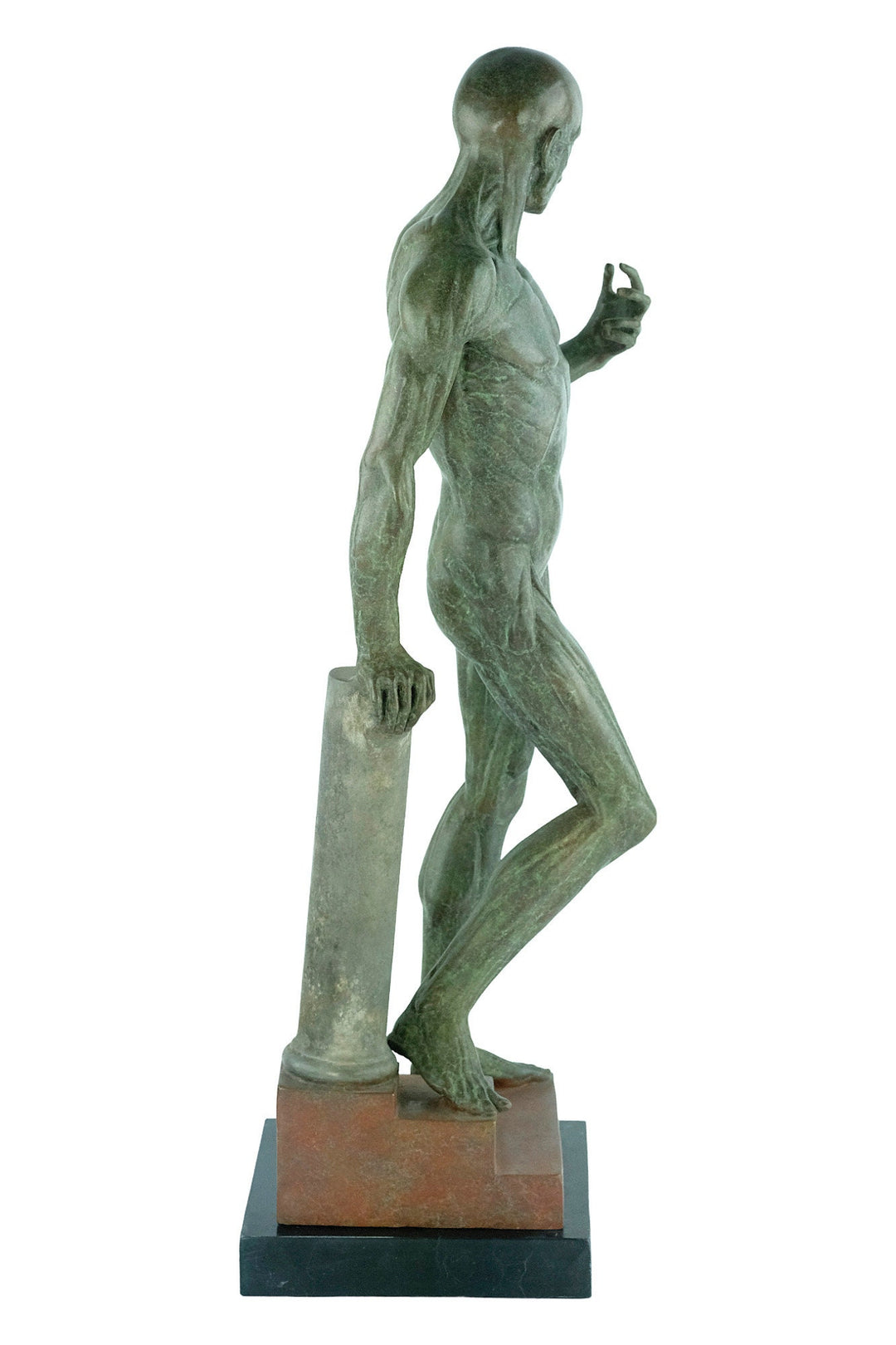 Large Bronze Flayed Man Sculpture Male Anatomy Sculpture Jean-Antoine Houdon Statue Flayed Male Statue Classic Bronze Art Statue French Art
