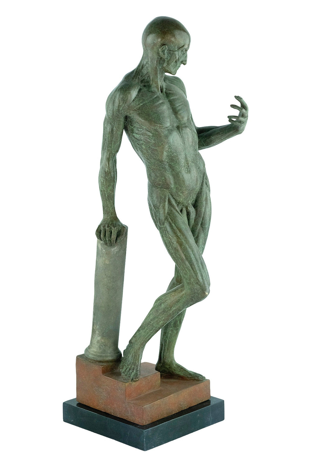 Large Bronze Flayed Man Sculpture Male Anatomy Sculpture Jean-Antoine Houdon Statue Flayed Male Statue Classic Bronze Art Statue French Art