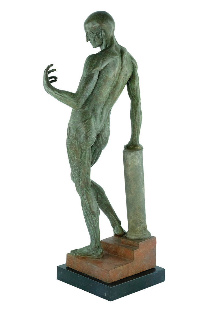 Large Bronze Flayed Man Sculpture Male Anatomy Sculpture Jean-Antoine Houdon Statue Flayed Male Statue Classic Bronze Art Statue French Art