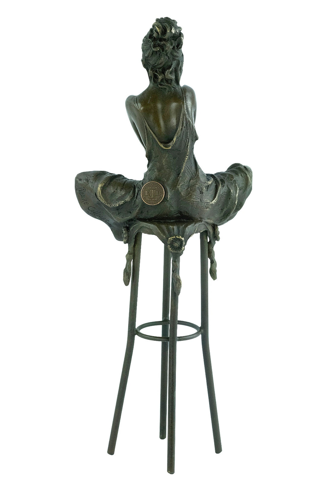 Bronze Female on Barstool Sculpture Bronze Female Figurine Pierre Collinet Bronze Sculpture Art Nouveau Female Collectable Enticing Woman
