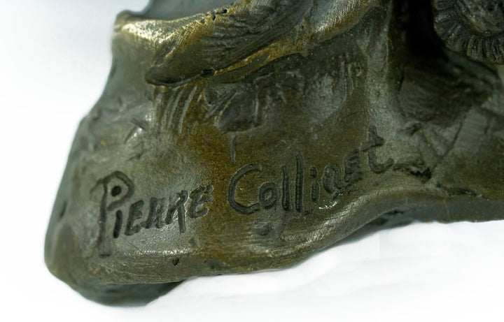 Bronze Female on Barstool Sculpture Bronze Female Figurine Pierre Collinet Bronze Sculpture Art Nouveau Female Collectable Enticing Woman