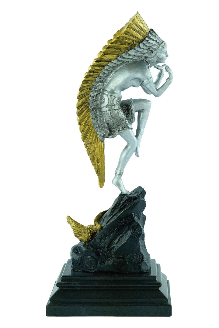 Painted Bronze Sculpture of a Dancing Native American Female Marcel Bouraine Art Deco Bronze Sculpture Indian Female Dancer Bronze Art