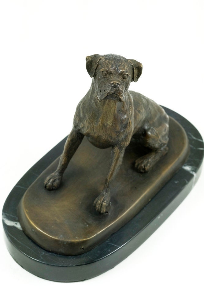 Bronze Boxer Dog Sculpture Sitting Boxer Statue Animal Figurine Art Sculpture Dog Art Dog Lovers Gift Sitting Dog Figurine Dog Deocration