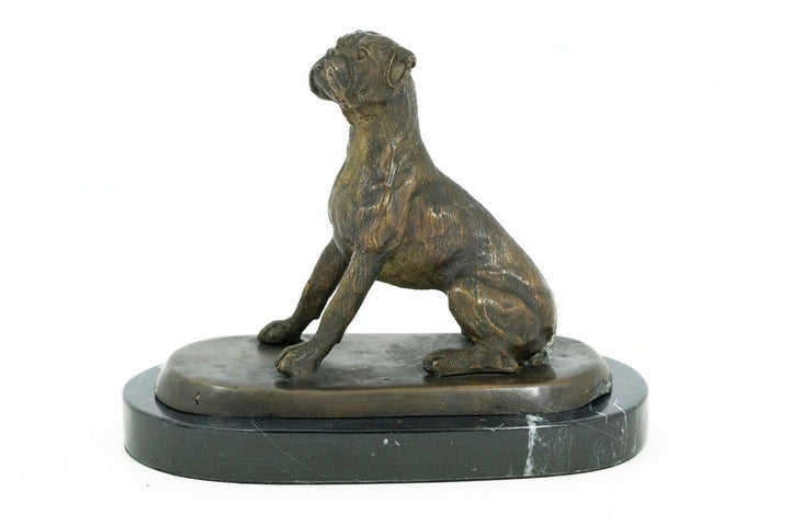 Bronze Boxer Dog Sculpture Sitting Boxer Statue Animal Figurine Art Sculpture Dog Art Dog Lovers Gift Sitting Dog Figurine Dog Deocration