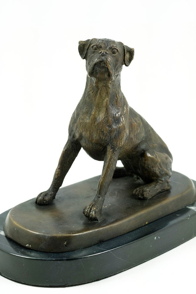 Bronze Boxer Dog Sculpture Sitting Boxer Statue Animal Figurine Art Sculpture Dog Art Dog Lovers Gift Sitting Dog Figurine Dog Deocration