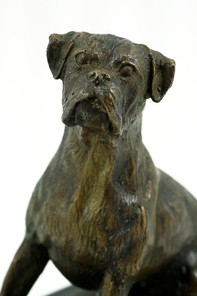 Bronze Boxer Dog Sculpture Sitting Boxer Statue Animal Figurine Art Sculpture Dog Art Dog Lovers Gift Sitting Dog Figurine Dog Deocration