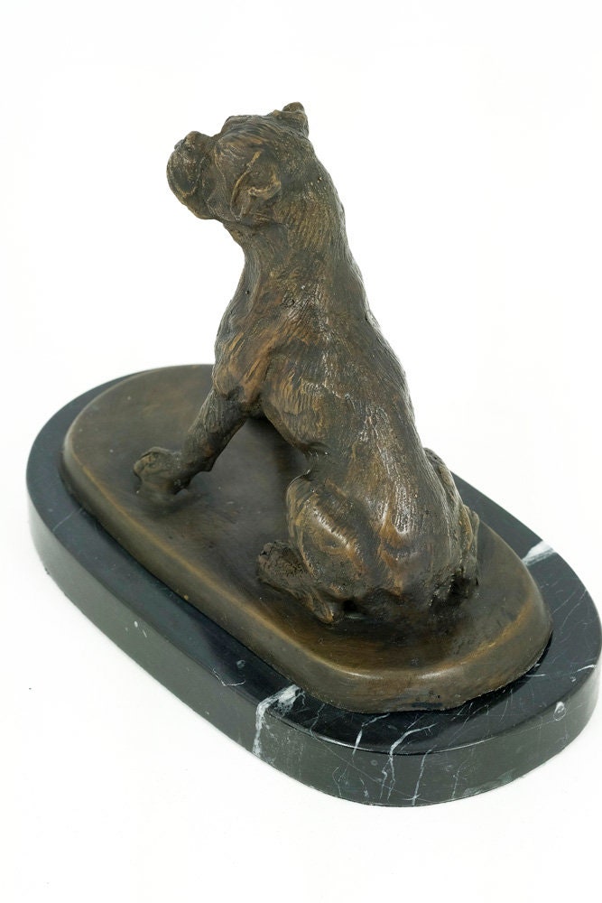 Bronze Boxer Dog Sculpture Sitting Boxer Statue Animal Figurine Art Sculpture Dog Art Dog Lovers Gift Sitting Dog Figurine Dog Deocration