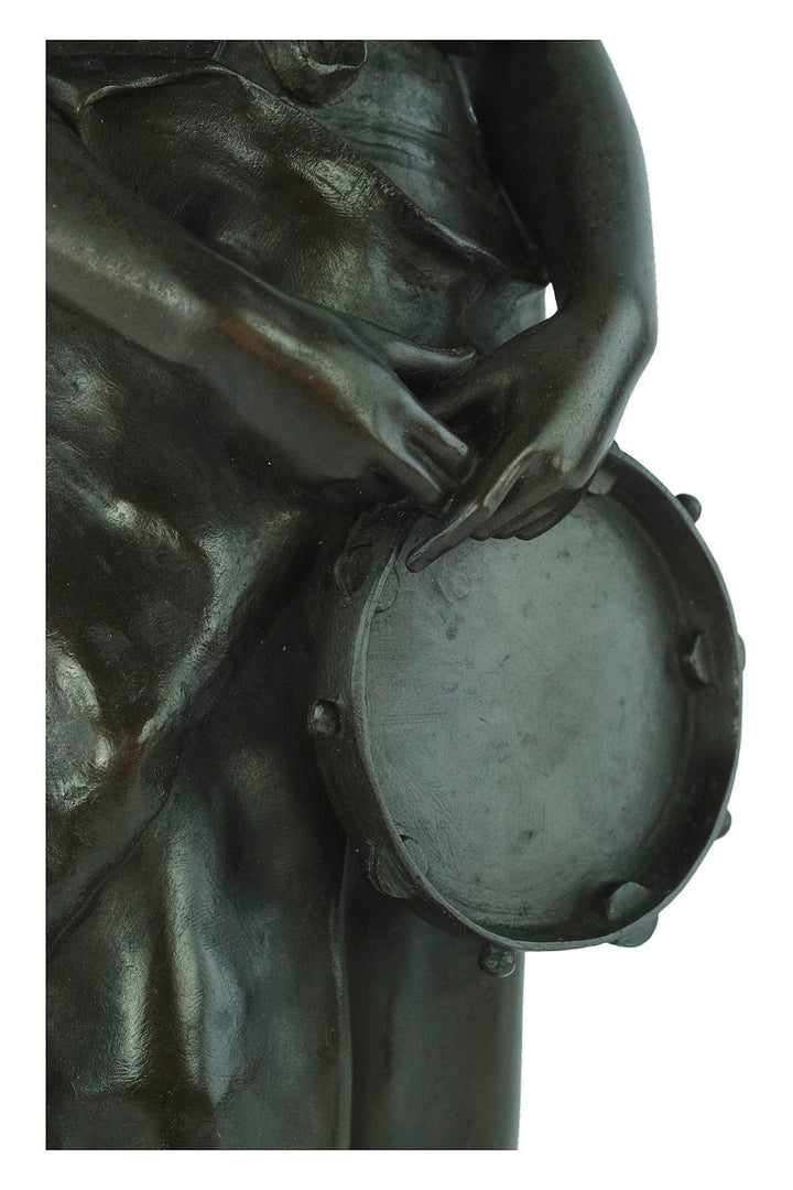 Antique Bronze Sculpture of Female with Tambourine 'Esmeralda' by Eugène Marioton Antique French Statue French Antiques Marioton Statue