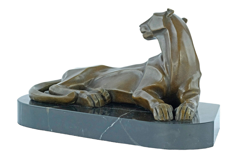 Bronze Panther Sculpture in Art Deco Style Reclining Panther Figurine Bronze Panther Statue Cubist Sculpture Animal Art Statue Lying Panther