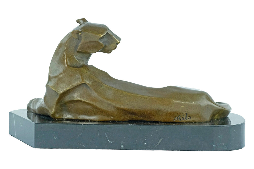Bronze Panther Sculpture in Art Deco Style Reclining Panther Figurine Bronze Panther Statue Cubist Sculpture Animal Art Statue Lying Panther