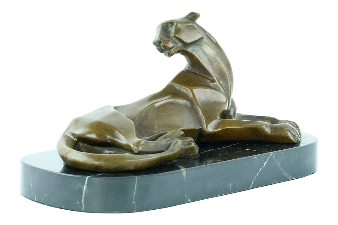 Bronze Panther Sculpture in Art Deco Style Reclining Panther Figurine Bronze Panther Statue Cubist Sculpture Animal Art Statue Lying Panther