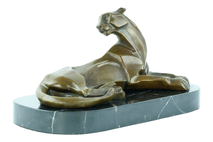 Bronze Panther Sculpture in Art Deco Style Reclining Panther Figurine Bronze Panther Statue Cubist Sculpture Animal Art Statue Lying Panther