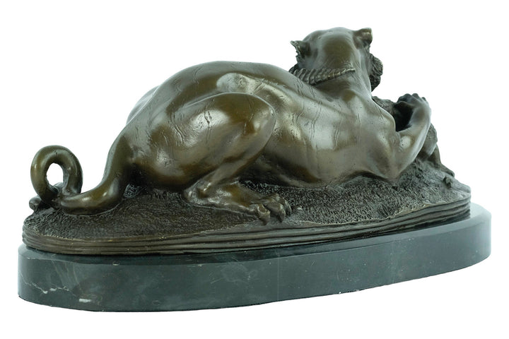 Bronze Sculpture of a Tiger Devouring a Gavial after Barye Bronze Wildlife Sculpture Hunting Decoration Animal Art Statue Bronze Tiger Art