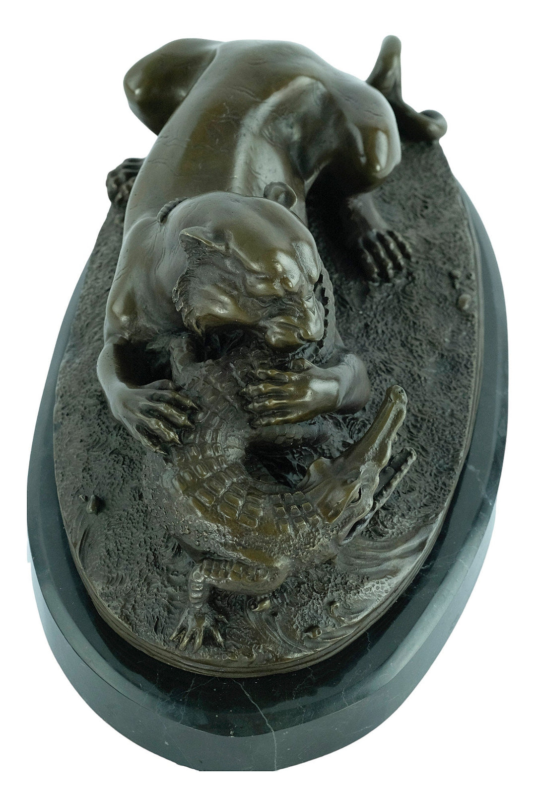 Bronze Sculpture of a Tiger Devouring a Gavial after Barye Bronze Wildlife Sculpture Hunting Decoration Animal Art Statue Bronze Tiger Art