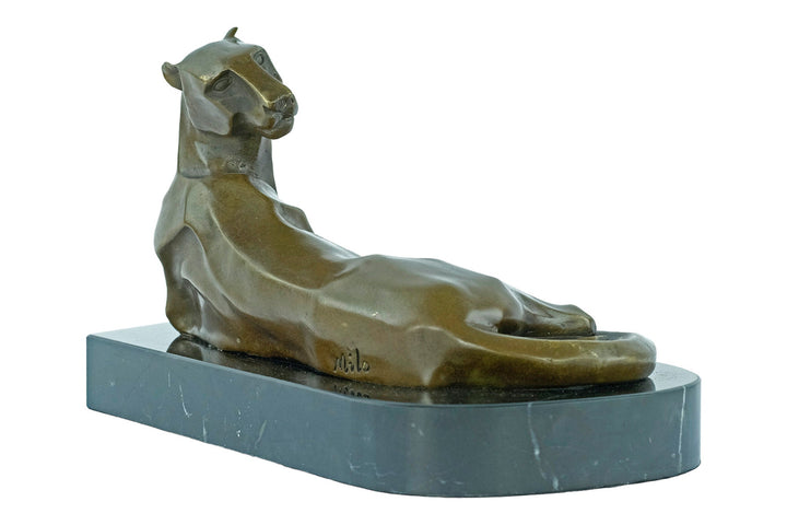 Bronze Panther Sculpture in Art Deco Style Reclining Panther Figurine Bronze Panther Statue Cubist Sculpture Animal Art Statue Lying Panther