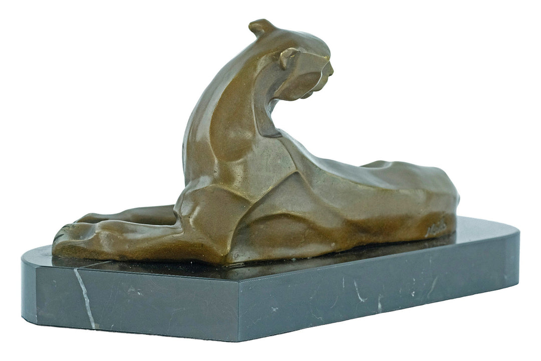 Bronze Panther Sculpture in Art Deco Style Reclining Panther Figurine Bronze Panther Statue Cubist Sculpture Animal Art Statue Lying Panther