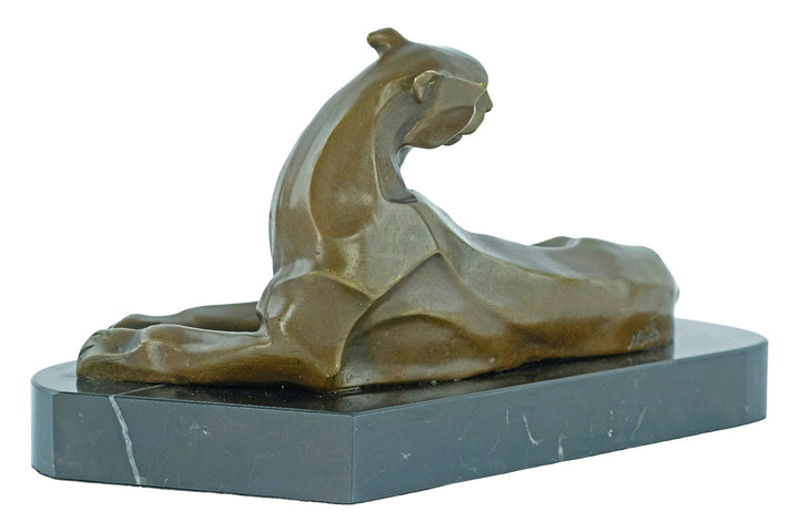 Bronze Panther Sculpture in Art Deco Style Reclining Panther Figurine Bronze Panther Statue Cubist Sculpture Animal Art Statue Lying Panther