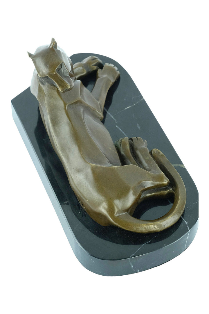 Bronze Panther Sculpture in Art Deco Style Reclining Panther Figurine Bronze Panther Statue Cubist Sculpture Animal Art Statue Lying Panther