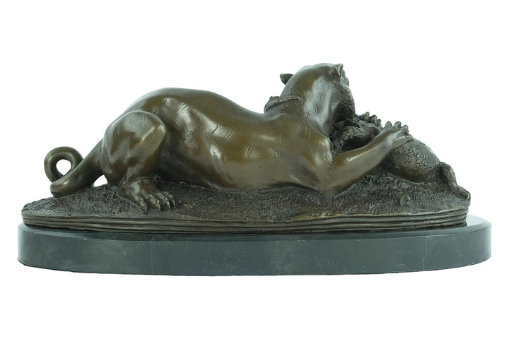 Bronze Sculpture of a Tiger Devouring a Gavial after Barye Bronze Wildlife Sculpture Hunting Decoration Animal Art Statue Bronze Tiger Art
