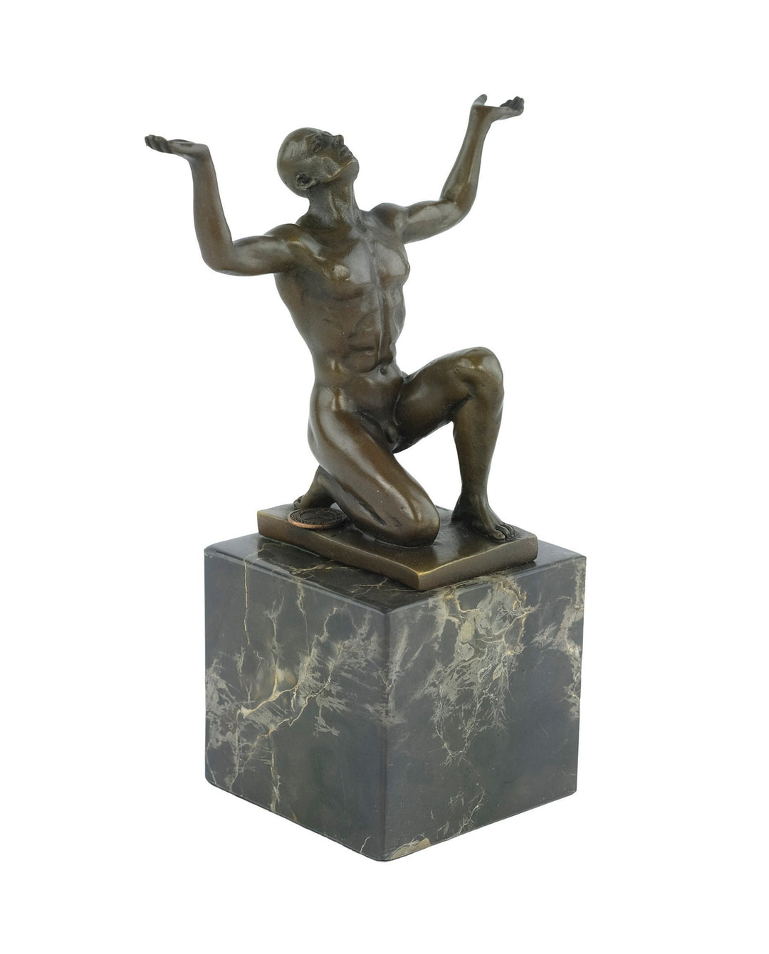 Bronze Kneeling Adonis Sculpture Male Figurine Art Statue Bronze Male Nude Sculpture Cesaro Crouching Male Sculpture Bronze Adonis Figurine