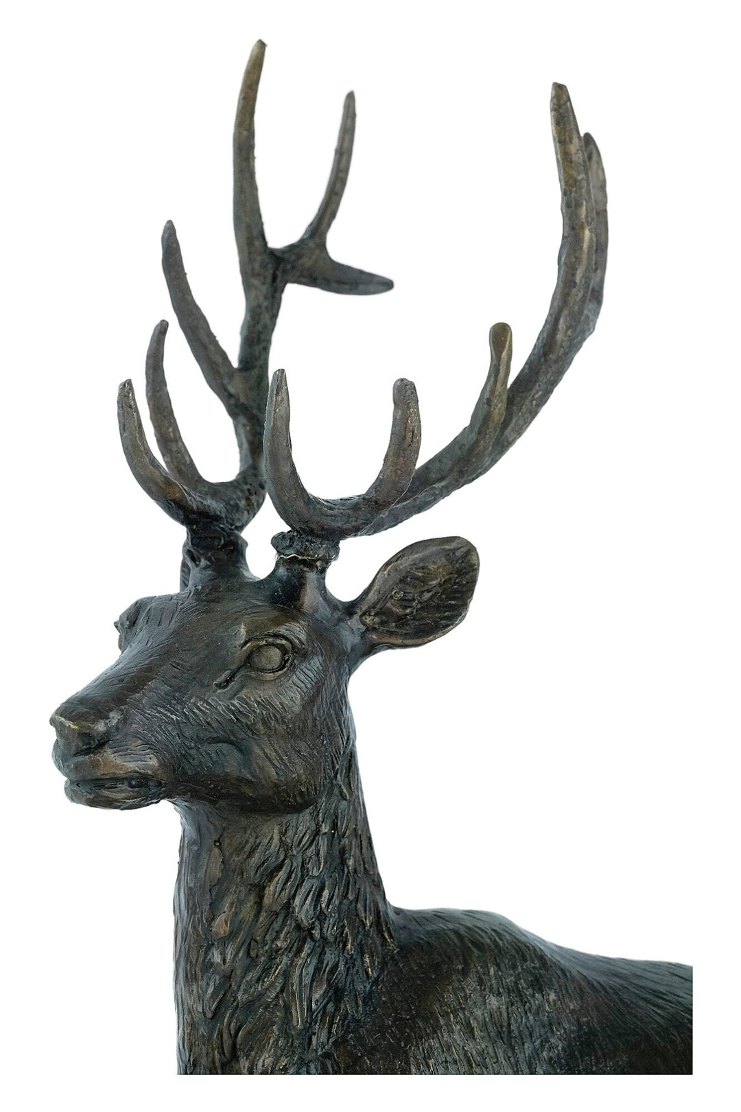 Large Bronze Deer Statue Animal Art Figurine Bronze Wildlife Sculpture Reclining Red Deer Sculpture Hunting Decoration Bronze Stag Statue