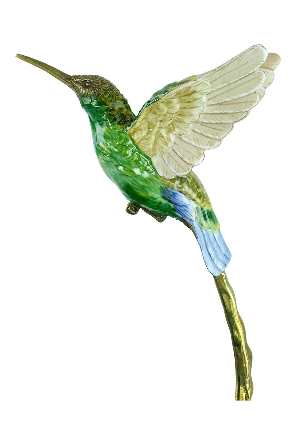 Beautiful Porcelain Bowl with Bronze Hummingbird Sculpture Unique Centerpiece Jugendstil Decoration Art Nouveau Collectable Bird Lovers Gift