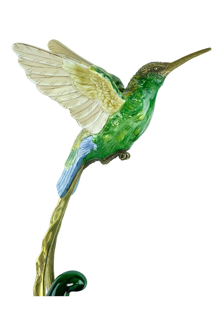 Beautiful Porcelain Bowl with Bronze Hummingbird Sculpture Unique Centerpiece Jugendstil Decoration Art Nouveau Collectable Bird Lovers Gift