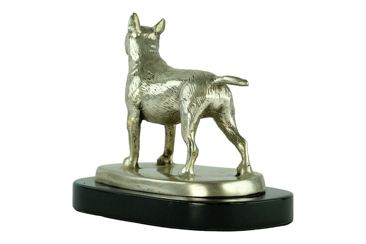 A Nickel Plated Bronze Sculpture of a Standing English Bull Terrier Dog Animal Art Statue Dog Lovers Gift English Bull Terrier Statue
