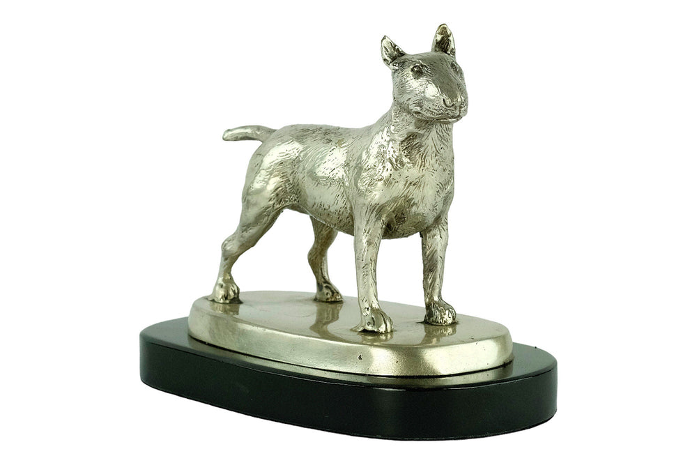 A Nickel Plated Bronze Sculpture of a Standing English Bull Terrier Dog Animal Art Statue Dog Lovers Gift English Bull Terrier Statue