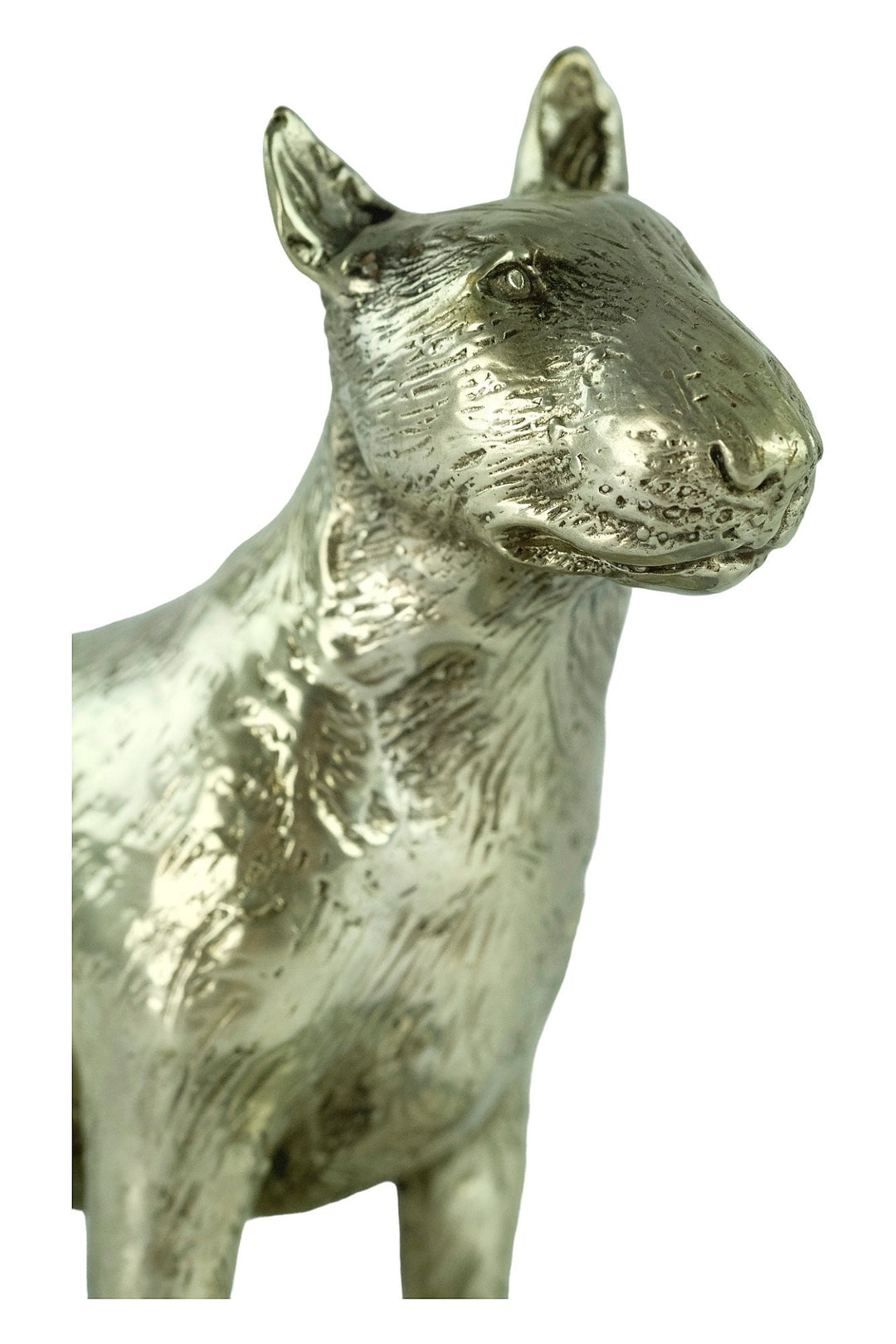A Nickel Plated Bronze Sculpture of a Standing English Bull Terrier Dog Animal Art Statue Dog Lovers Gift English Bull Terrier Statue