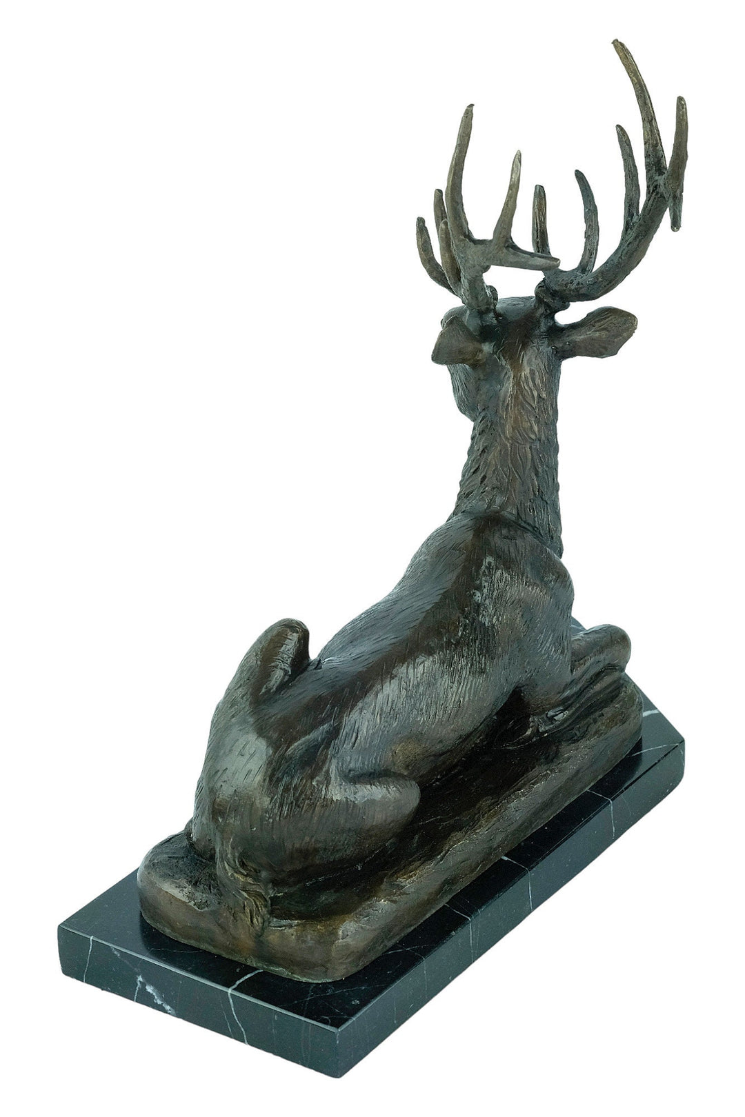 Large Bronze Deer Statue Animal Art Figurine Bronze Wildlife Sculpture Reclining Red Deer Sculpture Hunting Decoration Bronze Stag Statue