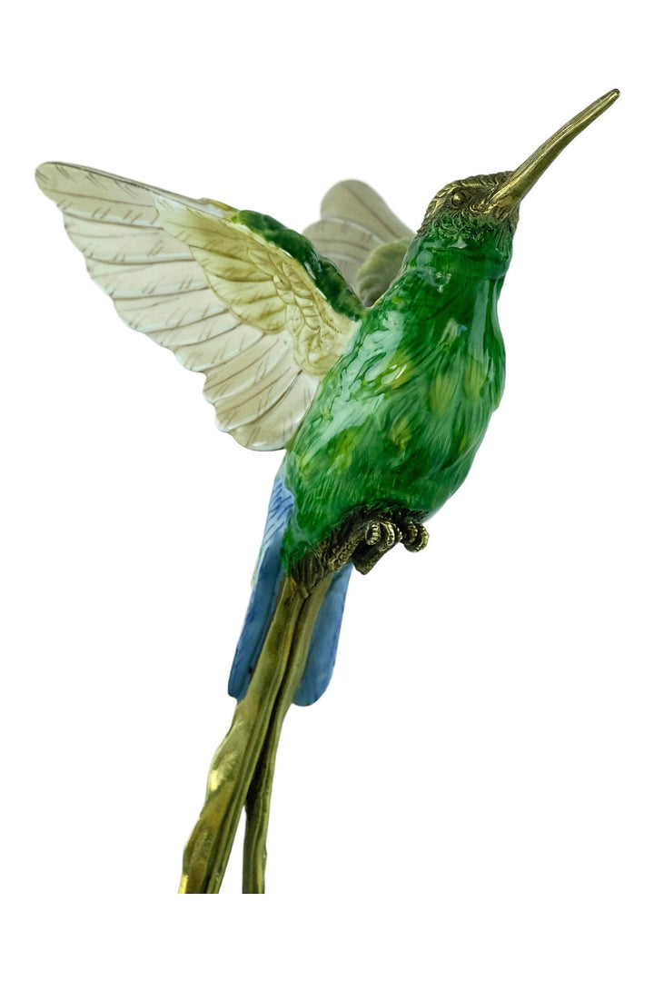 Beautiful Porcelain Bowl with Bronze Hummingbird Sculpture Unique Centerpiece Jugendstil Decoration Art Nouveau Collectable Bird Lovers Gift