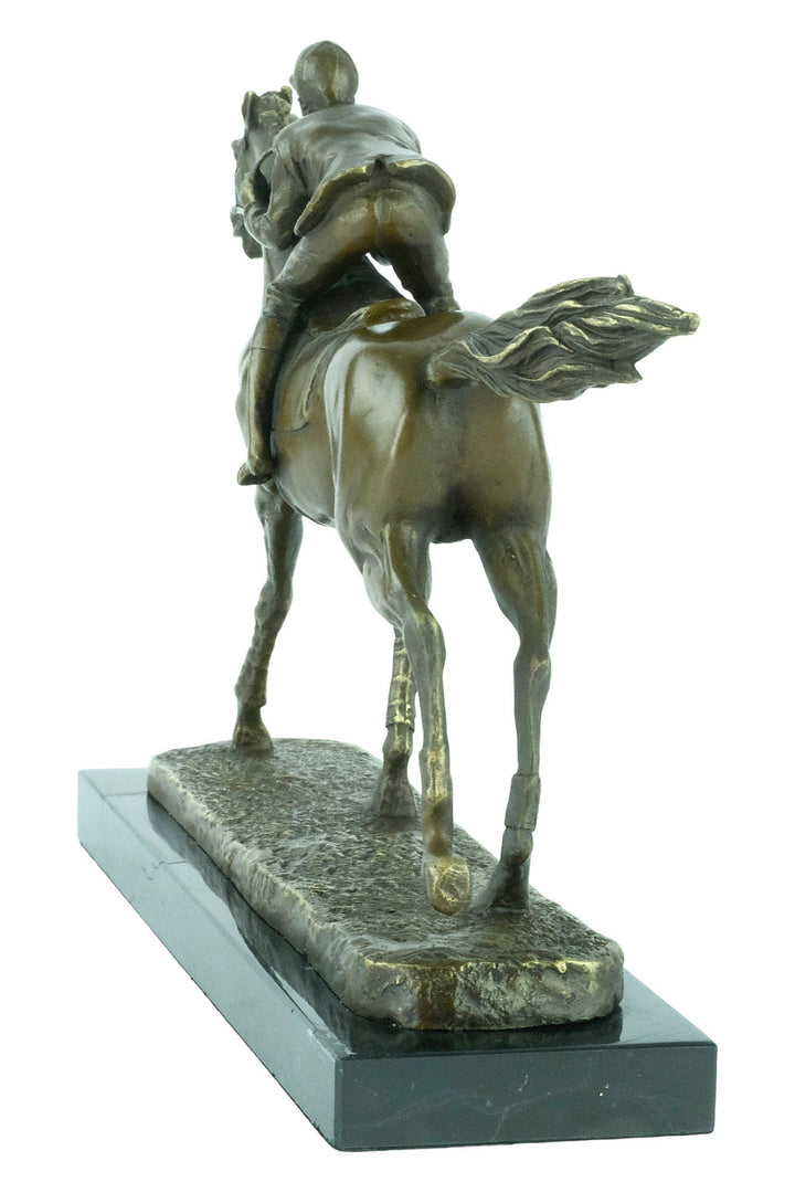 Bronze Jockey on Horse Sculpture Horse Racing Statue Animal Art Figurine Bronze Horse Statue Horse Lovers Gift Horse Decoration Horse Art