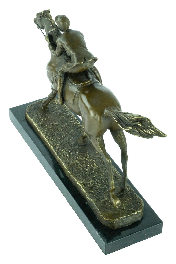 Bronze Jockey on Horse Sculpture Horse Racing Statue Animal Art Figurine Bronze Horse Statue Horse Lovers Gift Horse Decoration Horse Art